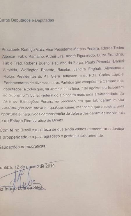 Lula envia carta ao presidente da Cmara em agradecimento por ato contra transferncia Foto: poca