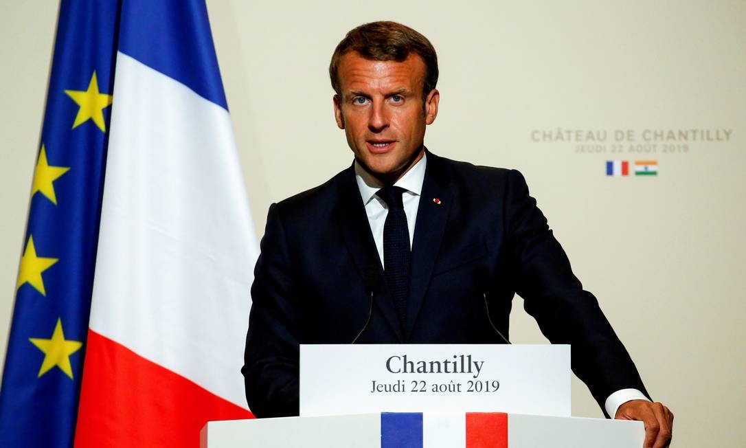 Presidente Emmanuel Macron quer discutir queimadas na AmazÃ´nia Foto: PASCAL ROSSIGNOL / AFP