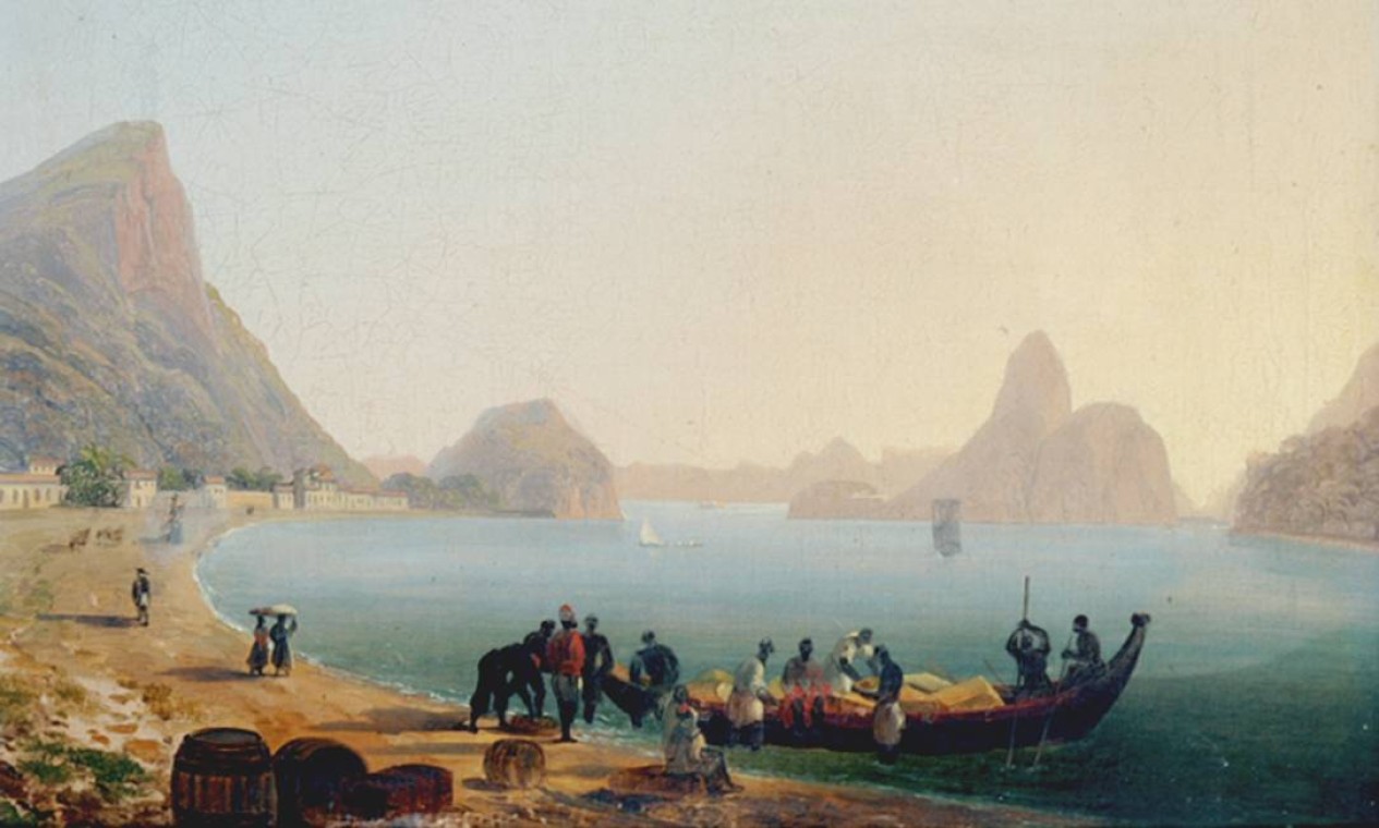 Thomas Ender: 'Vista da enseada de Botafogo'. Óleo sobre tela, c. 1817-1818 Foto: Museu Imperial