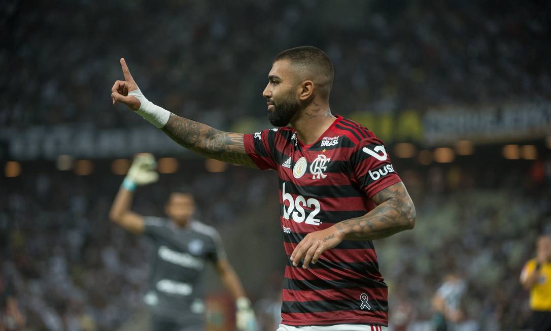 Gabigol comemora o seu gol nos 3 a 0 do Flamengo sobre o Ceará Foto: Alexandre Vidal
