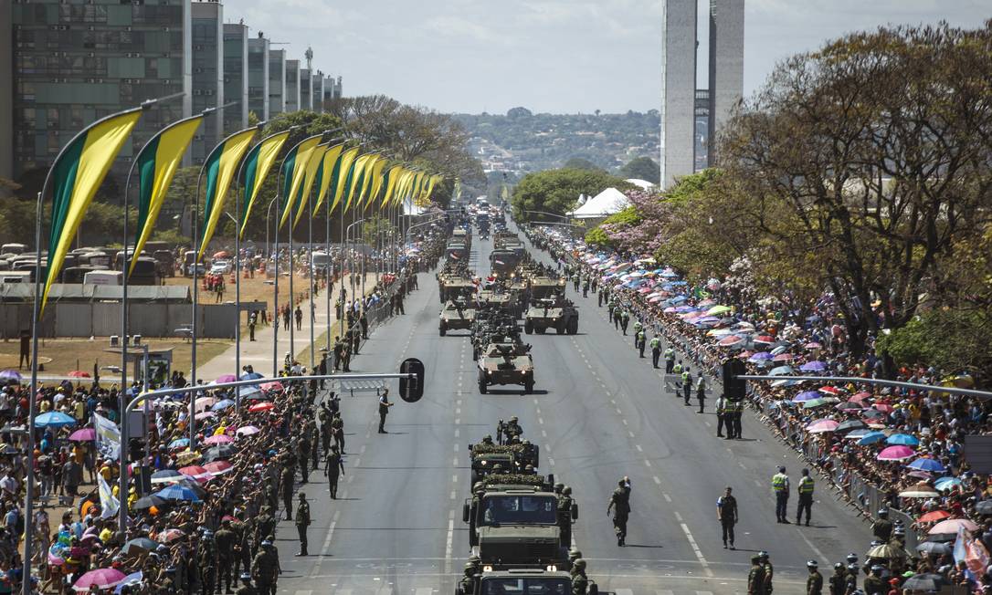Desfile de 7 de setembro em Brasilia, em 2018. Foto: Daniel Marenco / Agência O Globo