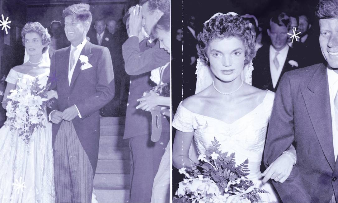 Jacqueline e John Fitzgerald Kennedy deixando a Igreja após a cerimônia de seu casamento Foto: Arquivo