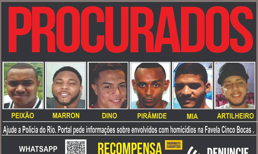 Polícia procura por seis traficantes das comunidades Cidade Alta, Parada de Lucas e Vigário Geral Foto: Divulgação