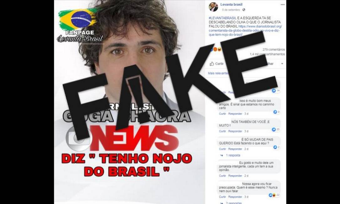 É #FAKE que Guga Chacra disse ter nojo do Brasil Foto: Reprodução