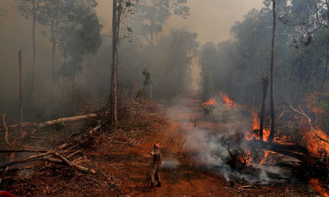 Incêndio na cidade União do Sul, em Mato Grosso. Junto com o Mato Grosso do Sul, é o estado brasileiro onde se situa o Pantanal Foto: Amanda Perobelli / Reuters