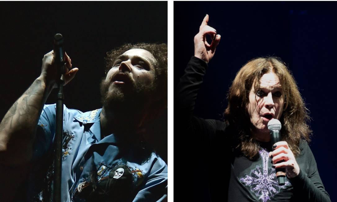 O rapper Post malone e o cantor Ozzy Osbourne Foto: Arte em fotos de divulgação