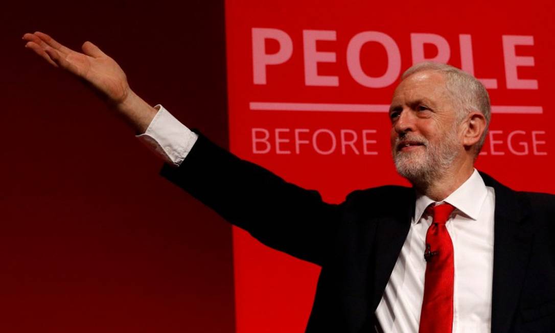 Jeremy Corbyn durante a conferência anual do Partido Trabalhista Foto: PETER NICHOLLS / REUTERS
