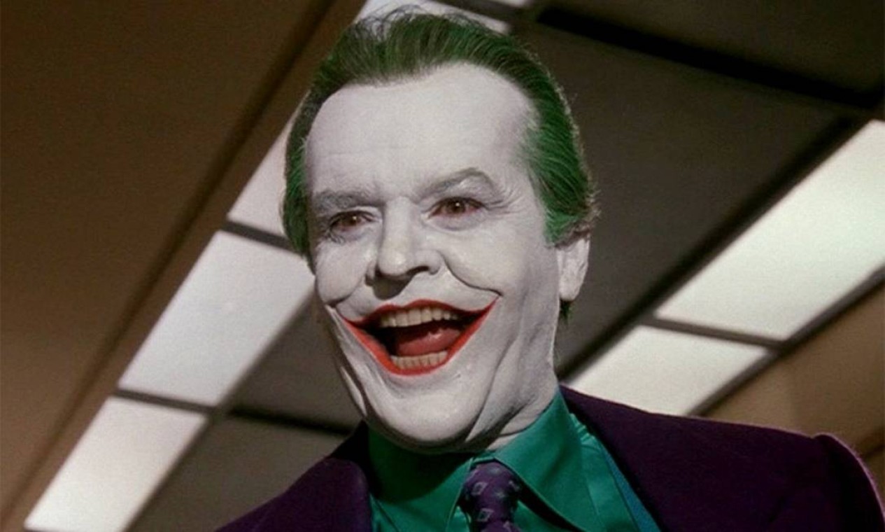 Em atuação marcante, Jack Nicholson foi o Coringa de "Batman", de 1989, dirigido por Tim Burton. Diferentemente do vilãode Romero, Nicholson apresentou uma versão mais violenta e bem debochada Foto: Reprodução