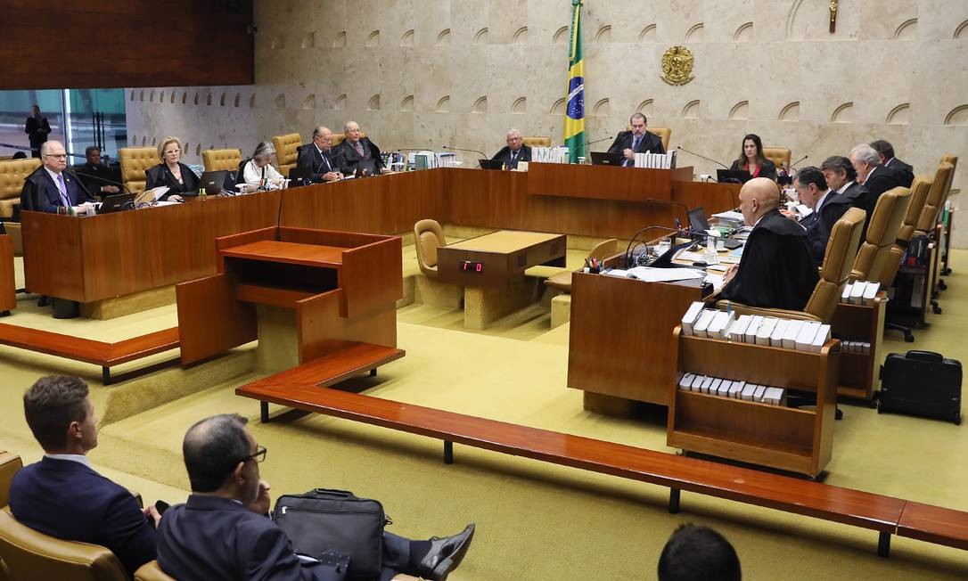 O plenário do Supremo Tribunal Federal (STF) durante a votação sobre a tese que pode anular condenações da Lava-Jato Foto: Nelson Jr / Agência O Globo