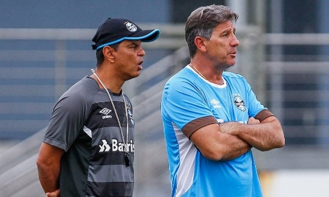 Renato Gaúcho e Alexandre Mendes no Grêmio Foto: Divulgação/Grêmio 