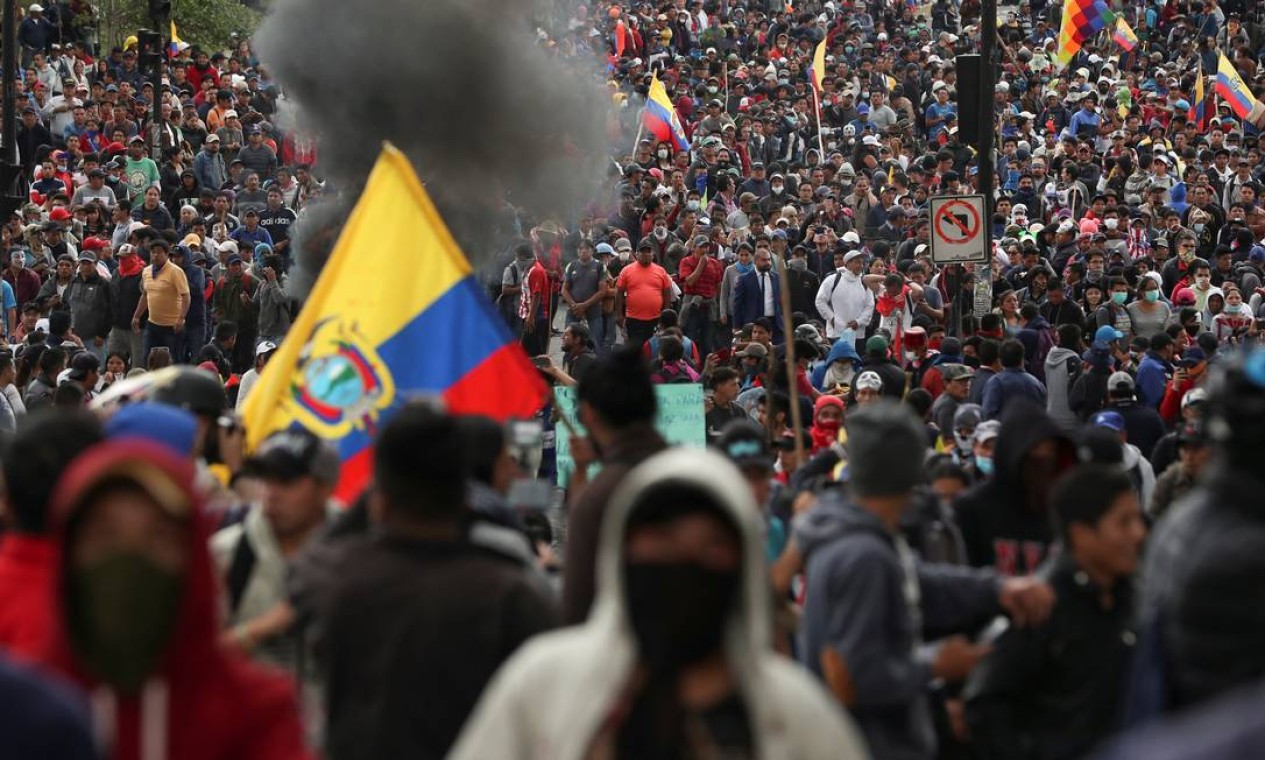 Para Jaime Vargas, presidente da Conaie, trata-se de uma luta conjunta com os setores sociais em defesa dos grandes interesses do povo equatoriano Foto: IVAN ALVARADO / REUTERS
