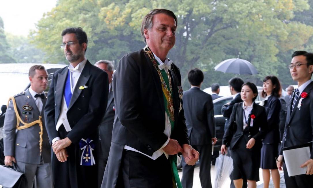 Presidente Jair Bolsonaro, durante cerimônia de entronização do imperador japonês Nahurito, no Japão Foto: POOL / REUTERS