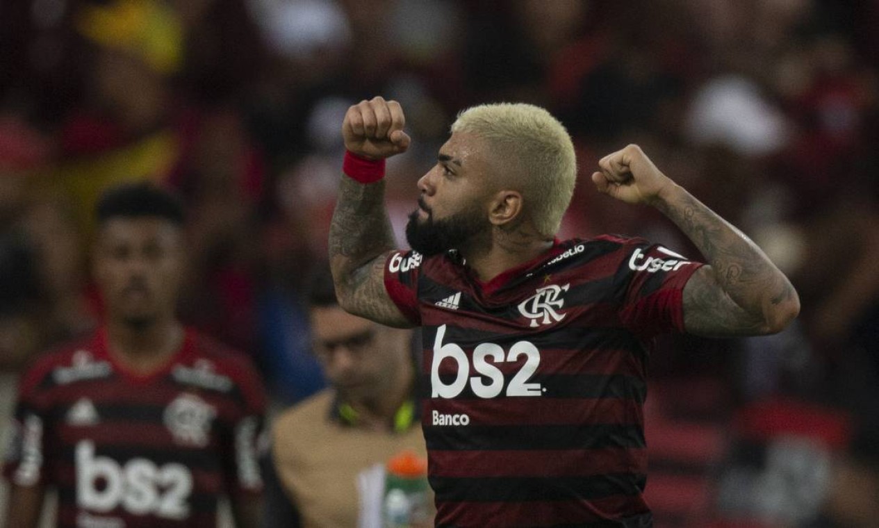 Gabigol marcou duas vezes nos 5 a 0 do Flamengo sobre o Grêmio Foto: Alexandre Cassiano / Alexandre Cassiano