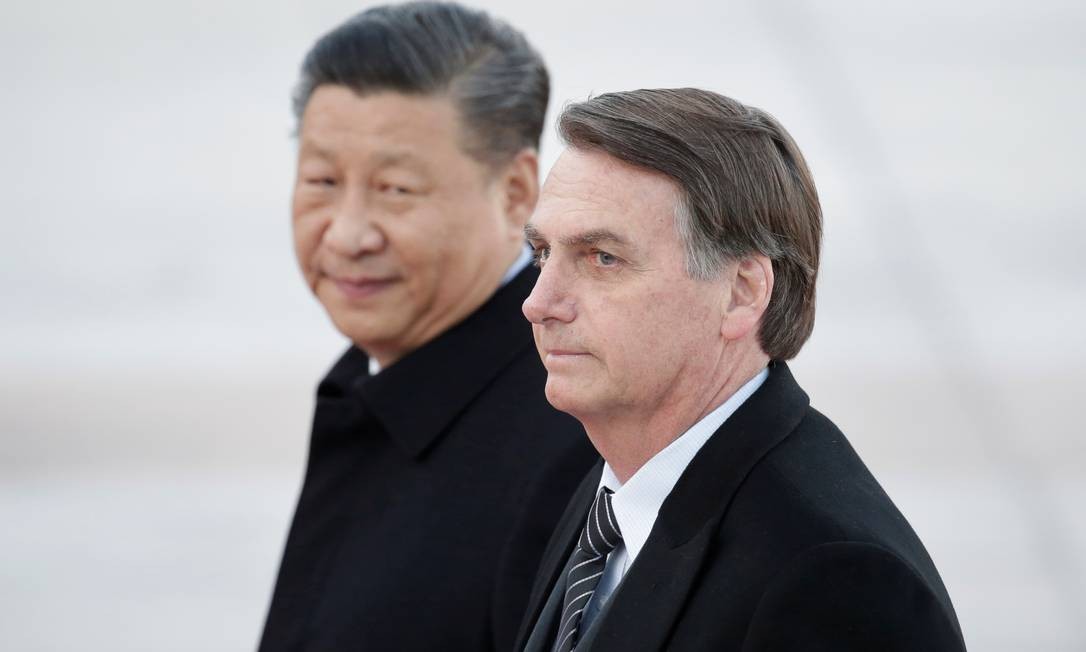 Jair Bolsonaro e o Presidente Chinês Xi Jinping no Grande Salão do Povo em Pequim, China Foto: JASON LEE / REUTERS