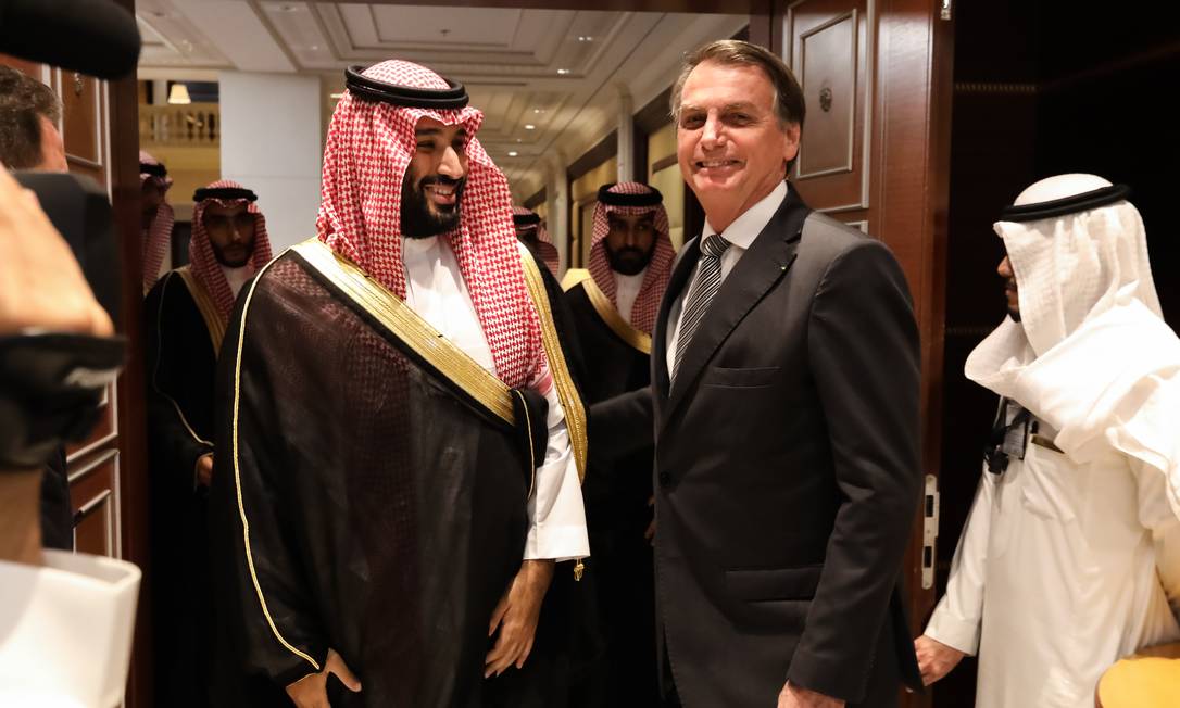 Presidente Jair Bolsonaro durante encontro com o príncipe herdeiro da Arábia Saudita, Mohammed bin Salman Foto: José Dias / Presidência da República