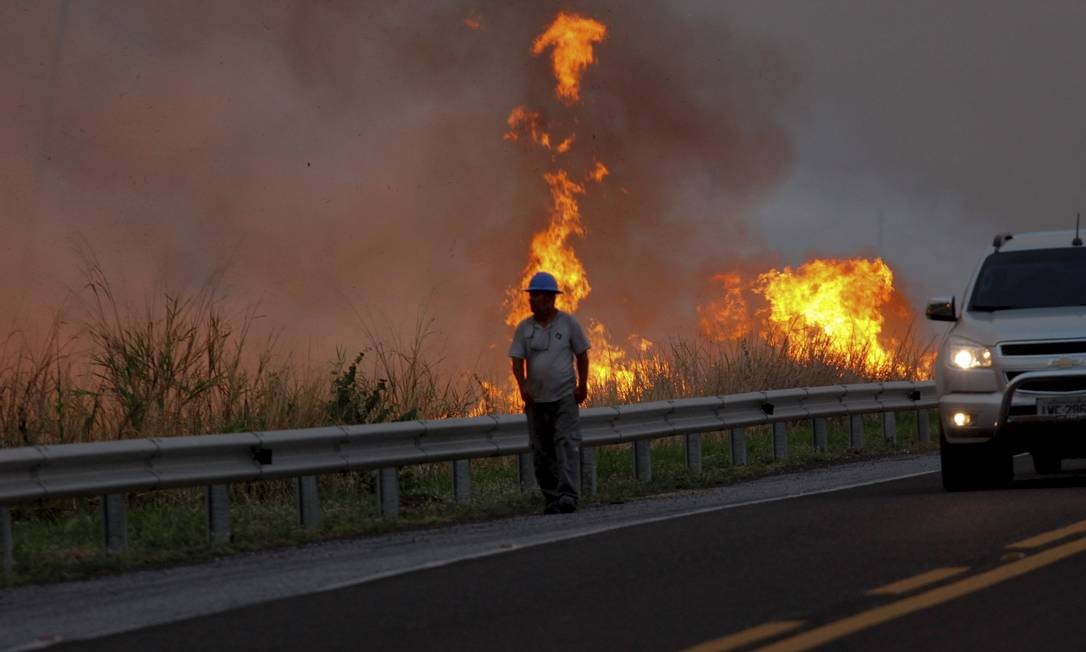 Desde o último domingo (27), o bioma voltou a sofrer mais intensamente com o fogo Foto: Chico Ribeiro / Governo do Estado do MS