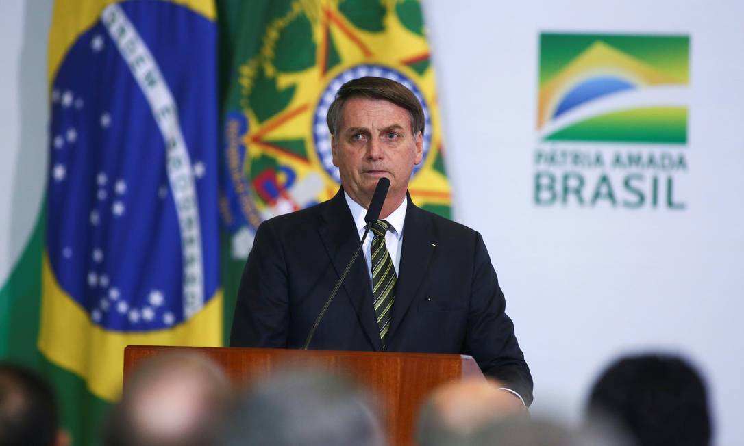 O presidente Jair Bolsonaro durante evento de comemoração de 300 dias do governo Foto: Sergio Lima / AFP