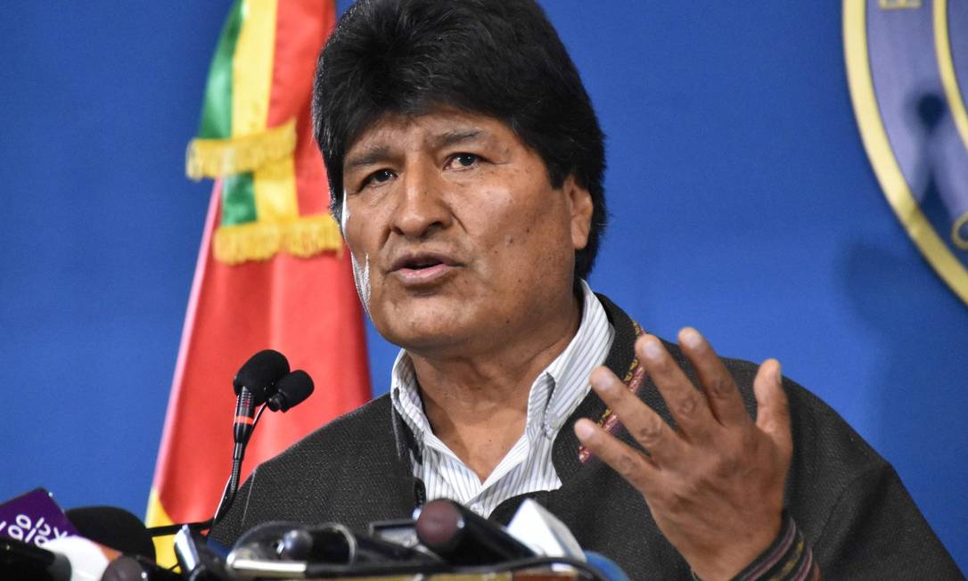 Morales durante entrevista coletiva no dia 9, em El Alto: renúncia e pedido de asilo ao México Foto: HO / AFP