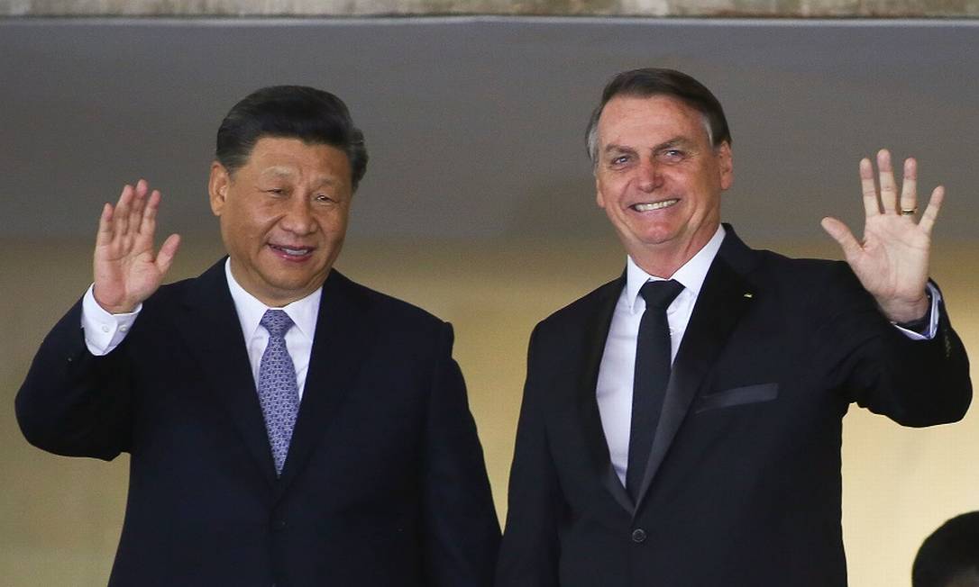 Os presidentes Jair Bolsonaro e Xi Jinping: reunião em Brasília. Foto: SERGIO LIMA / AFP