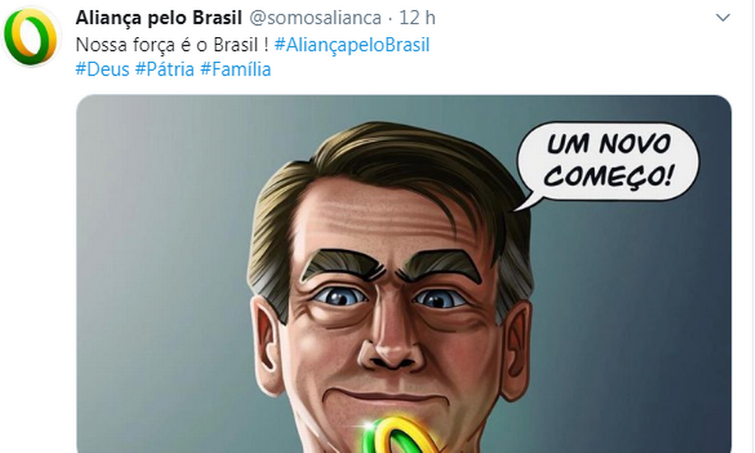 Tuíte do perfil 'Aliança pelo Brasil' Foto: Reprodução