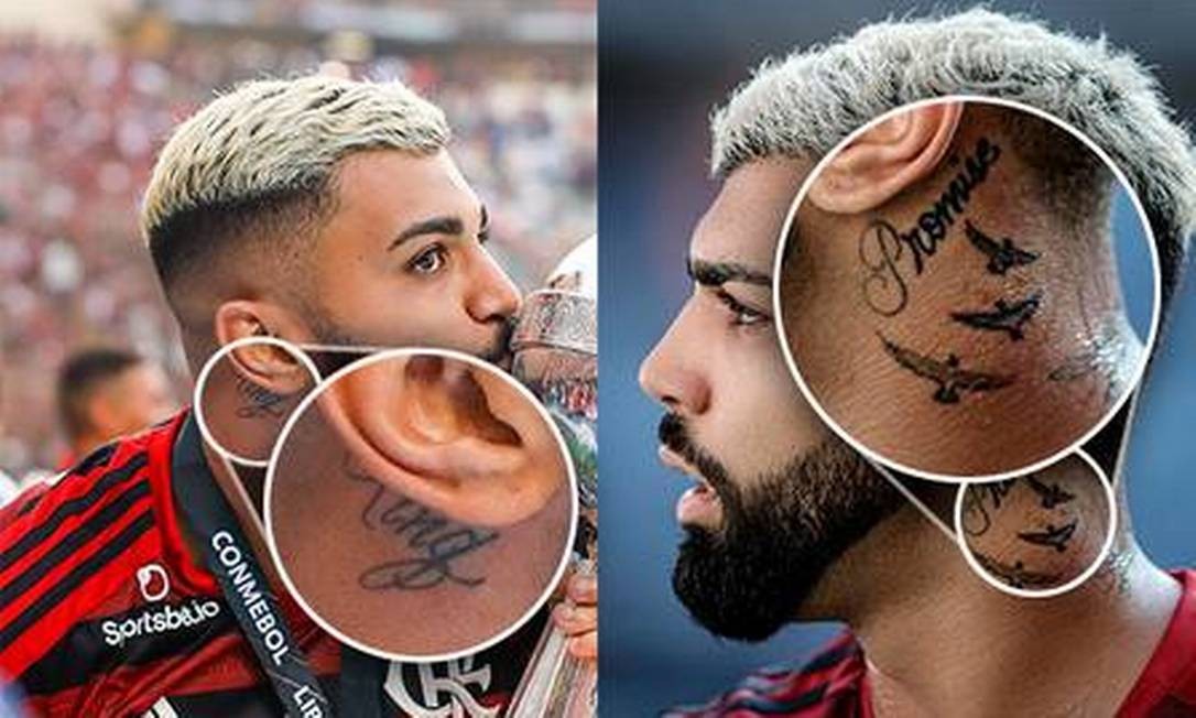 Tatuagens no pescoço do camisa 9 do Flamengo Foto: Reprodução/Instagram