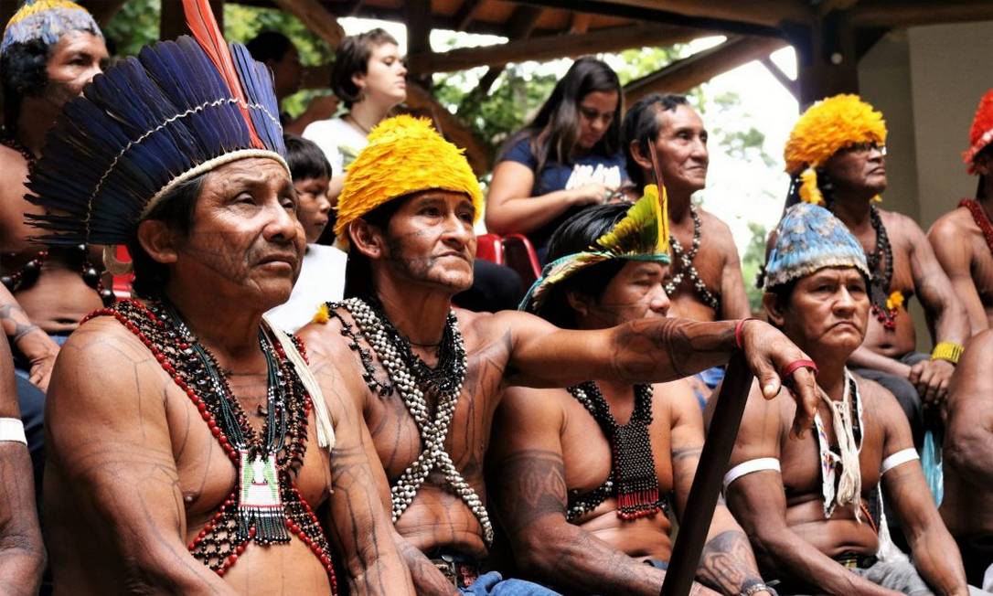 Lideranças do povo Munduruku reunidos em Brasília para reivindicar entre outros direitos, a demarcação de sua terras Foto: Divulgação/Cimi