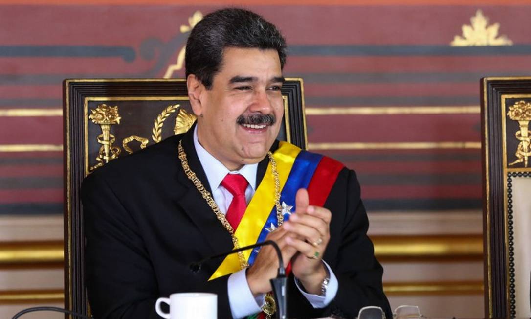 Presidente Nicolás Maduro, durante sessão da Assembleia Constituinte Foto: ZURIMAR CAMPOS / AFP