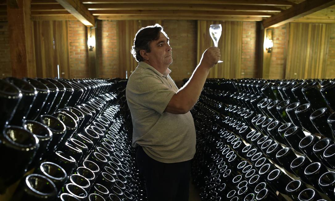 Carlos Abarzúa, enólogo da vinícola Família Geisse, localizada no município de Pinto Bandeira, na Serra Gaúcha Foto: Carl de Souza / AFP