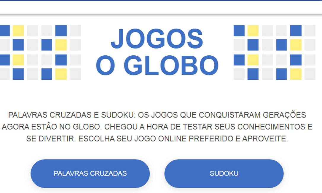 Seção de palavras cruzadas do site do Globo será temática de