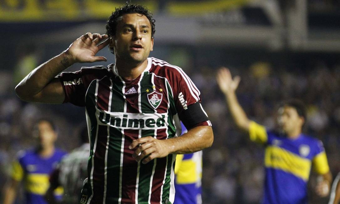 Fred festeja seu gol sobre o Boca Juniors na Bombonera pela Libertadores de 2012 Foto: ENRIQUE MARCARIAN / REUTERS