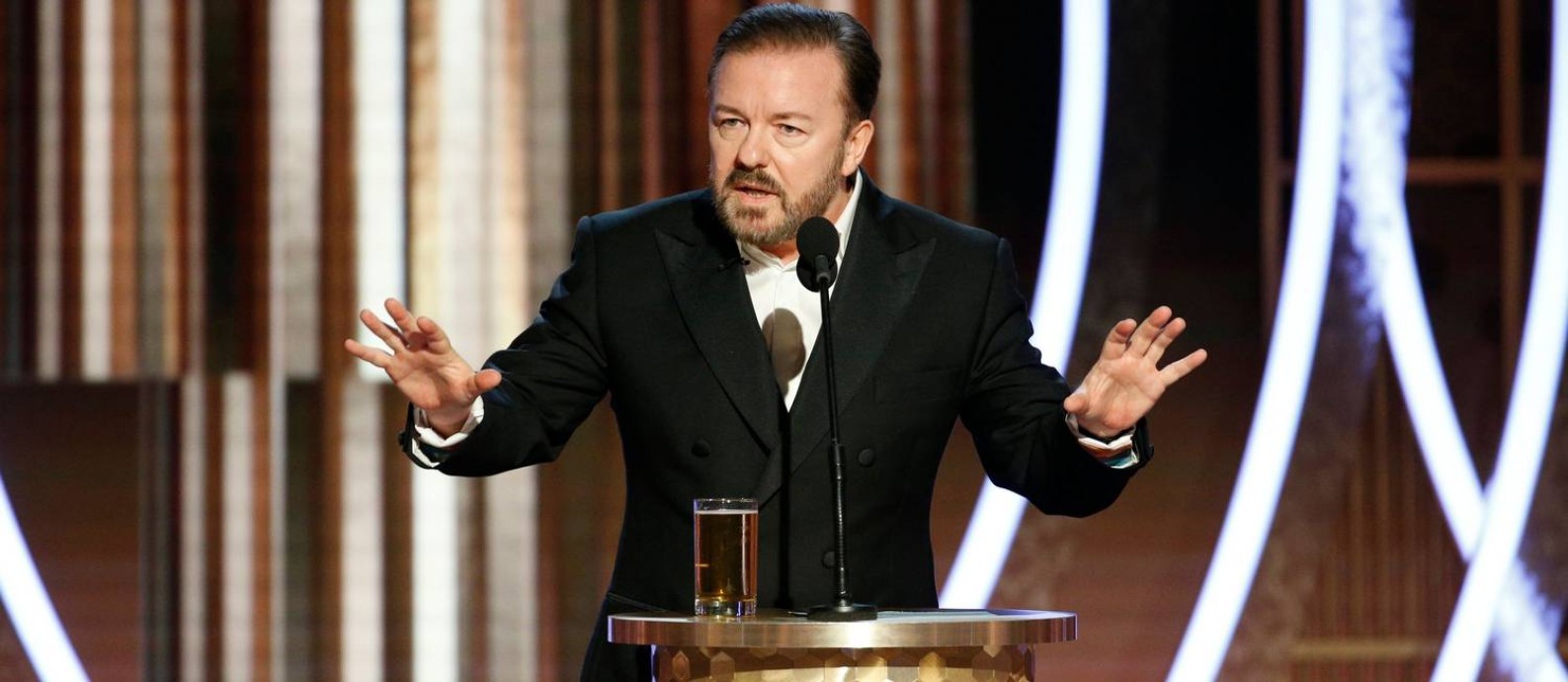Ricky Gervais durante o Globo de Ouro 2020 Foto: HANDOUT / REUTERS