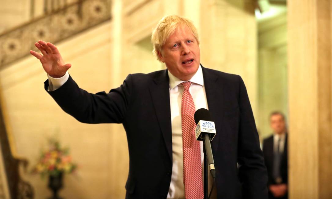 Primeiro-ministro britânico, Boris Johnson, durante evento na Irlanda do Norte Foto: POOL / REUTERS/13-01-2020