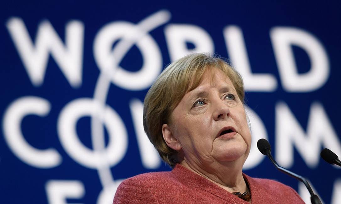 A chanceler alemã Angela Merkel em Davos. Foto: FABRICE COFFRINI / AFP