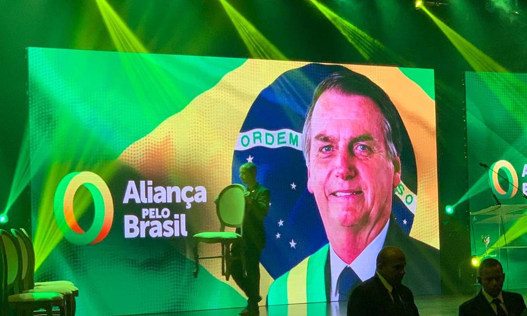 Evento de lançamento do partido Aliança pelo Brasil, idealizado pelo presidente Jair Bolsonaro Foto: Reprodução/Twitter