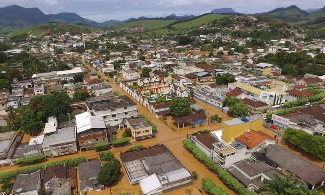 O município de Porciúncula ficou com 85% do território alagado Foto: Divulgação/Prefeitura de Porciúcula