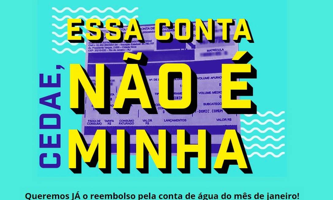 ONG Meu Rio criou campanha online solicitando reembolso da conta d'água Foto: Reprodução