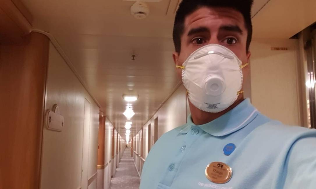 O brasileiro Thiago Soares está em quarentena em navio no Japão Foto: arquivo pessoal