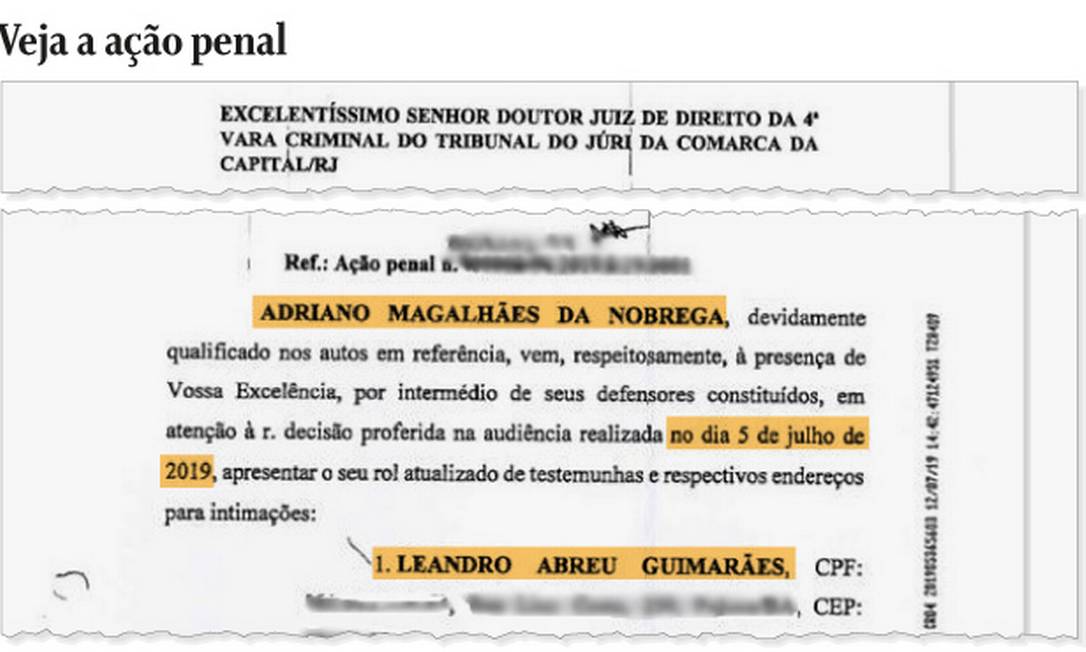 Pedido da defesa de Adriano da Nóbrega apresentou Leandro Guimarães como testemunha Foto: Reprodução