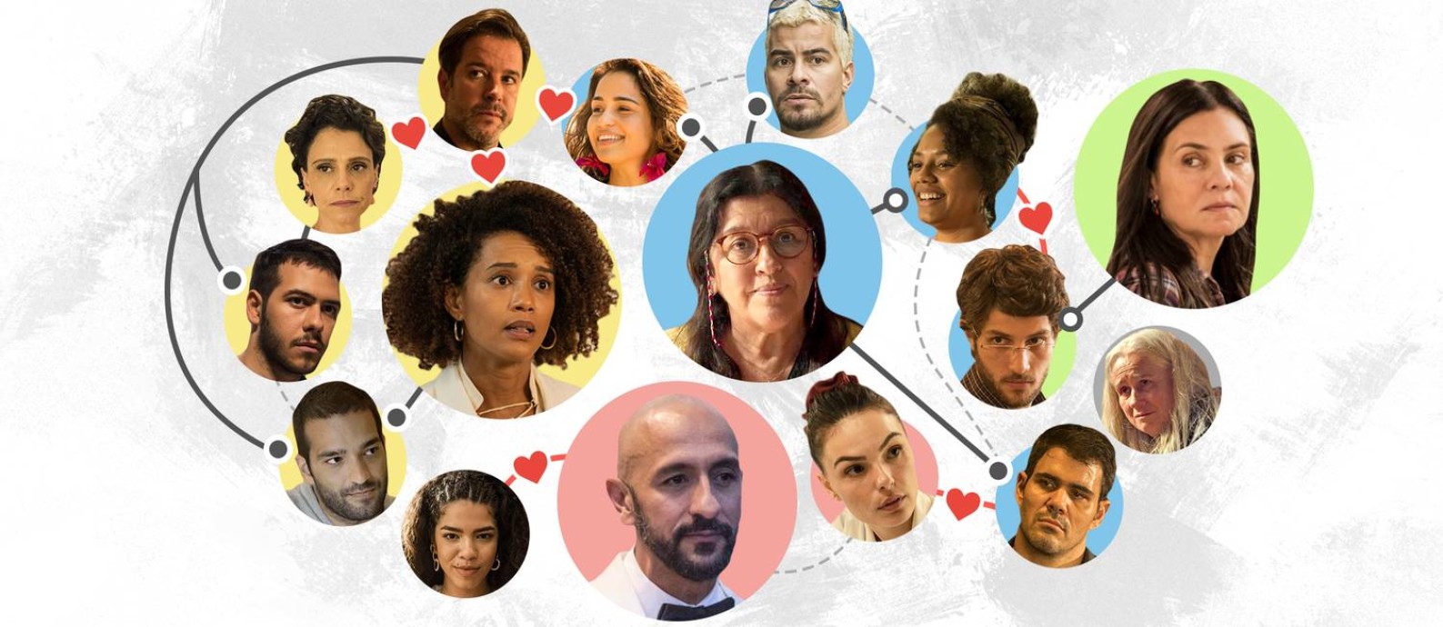 Alguns dos personagens conectados em 'Amor de mãe' Foto: Arte O Globo
