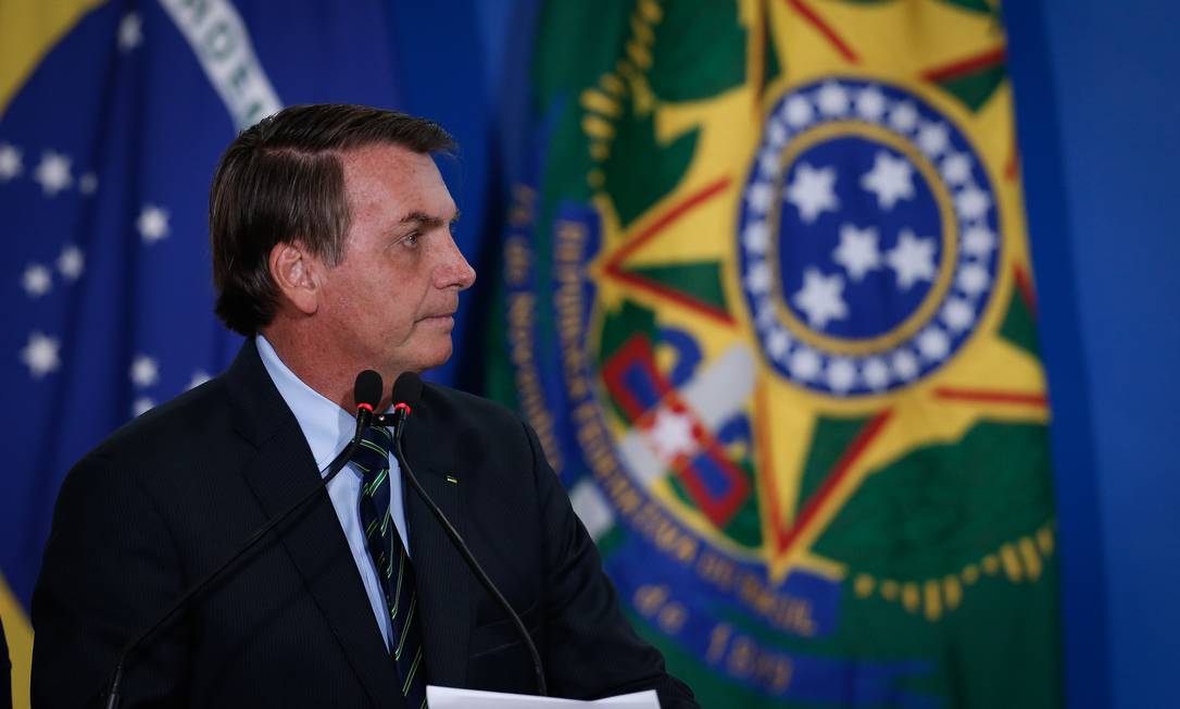O presidente Jair Bolsonaro, durante cerimônia no Palácio do Planalto Foto: Pablo Jacob / Agência O Globo