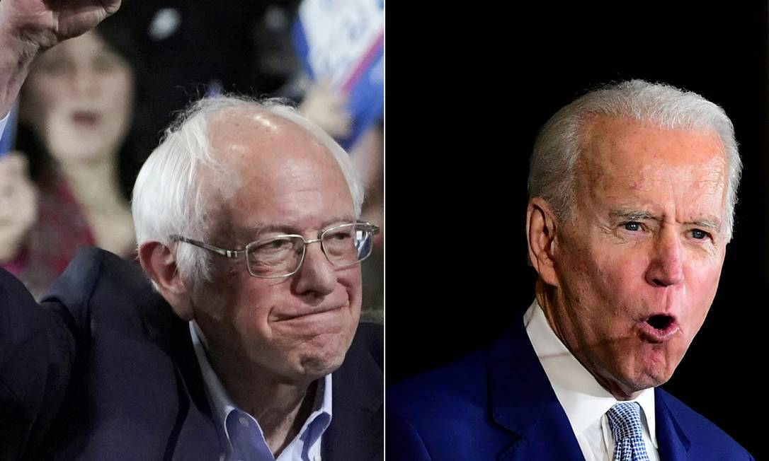 Os pré-candidatos democratas Bernie Sanders (à esquerda) e Joe Biden Foto: AFP
