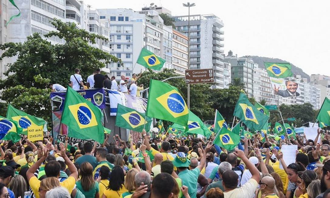 Manifestação a favor do presidente Bolsonaro no Rio de Janeiro Foto: Marcelo Fonseca / Agência O Globo