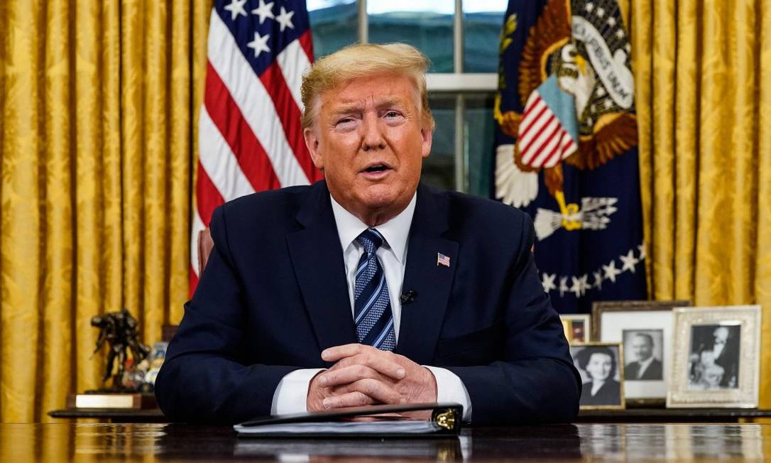 Presidente Donald Trump durante pronunciamento à nação Foto: DOUG MILLS / AFP / 11-03-2020