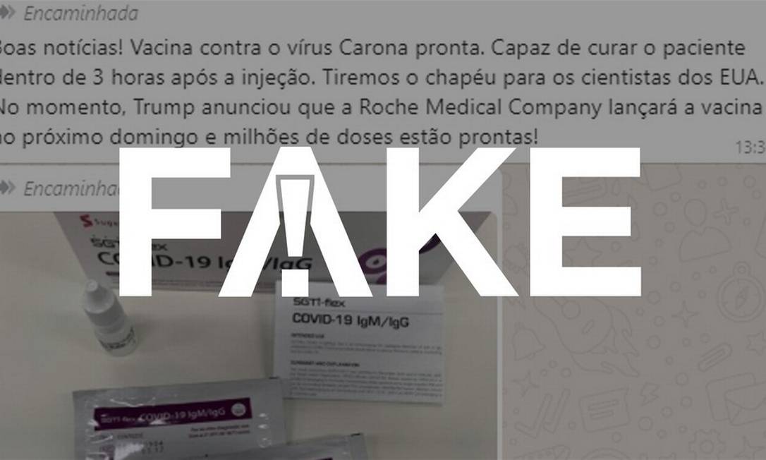 É #FAKE que imagem mostre vacina contra o coronavírus feita por cientistas dos EUA Foto: Reprodução