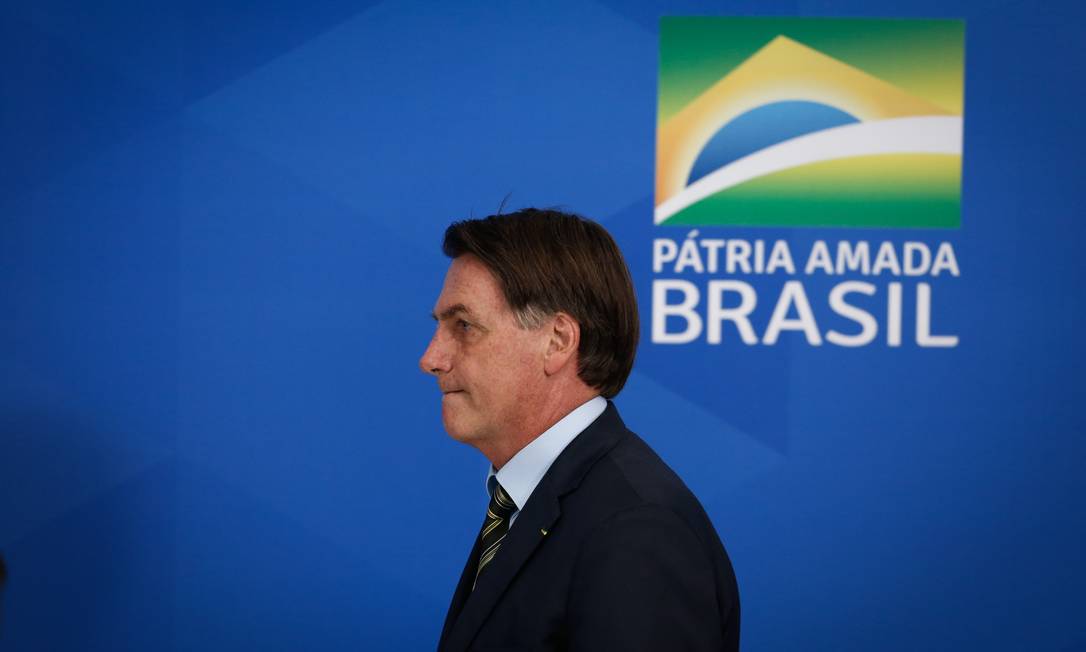 O presidente Jair Bolsonaro, durante pronunciamento à imprensa, no Palácio do Planalto Foto: Pablo Jacob/Agência O Globo/23-03-2020
