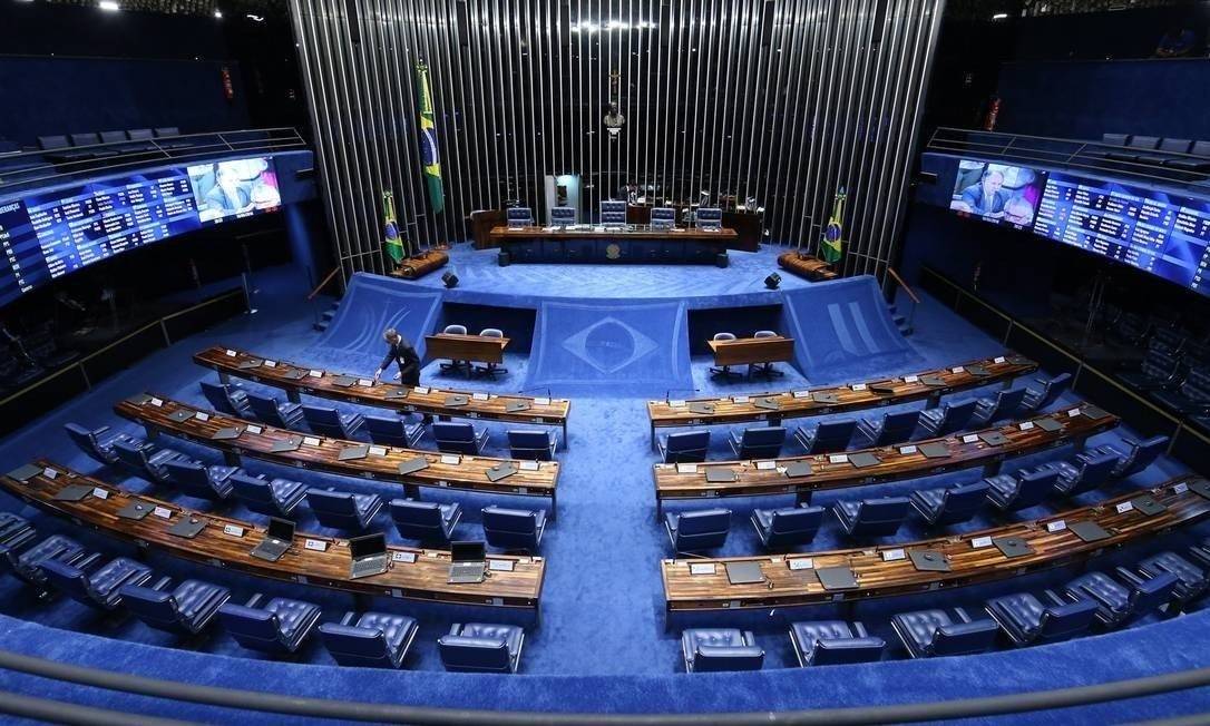 O Plenário do Senado vazio por causa do coronavírus Foto: André Coelho