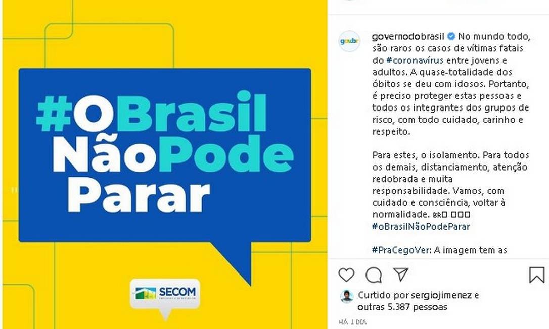 Secom apaga postagens com slogan 'O Brasil não pode parar' e diz que campanha não existe