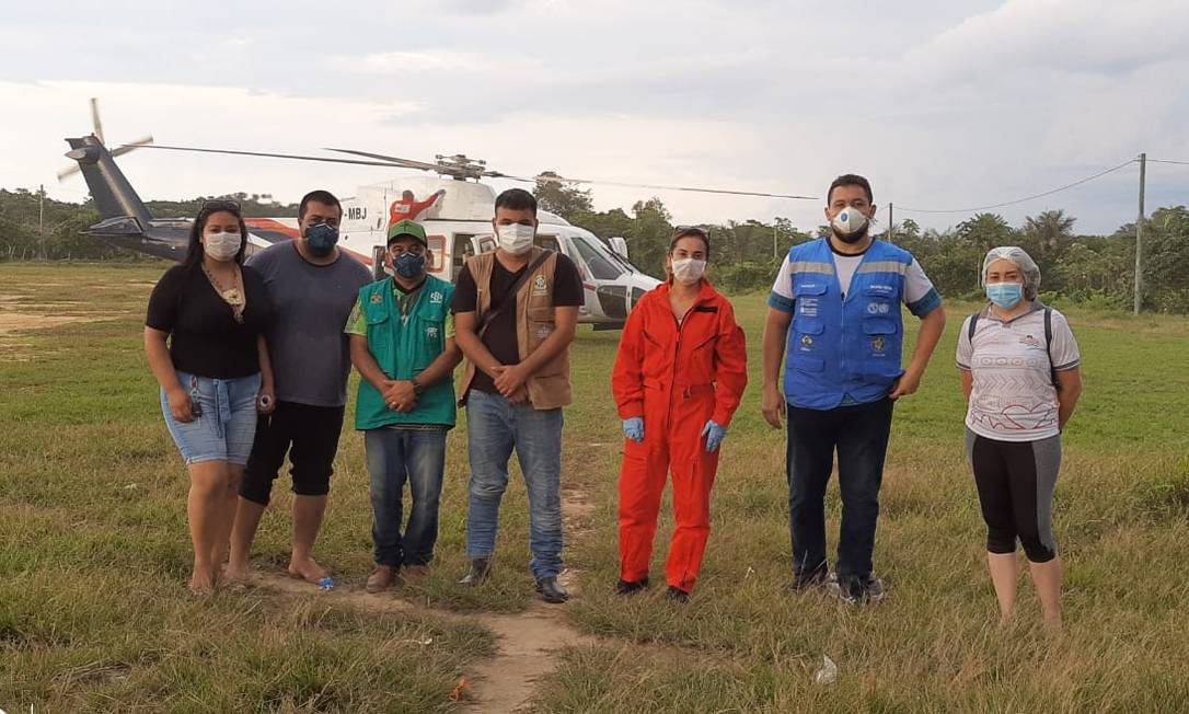 Equipe médica que chegou em Santo Antônio do Içá para monitorar indígenas após confirmação de casos de coronavírus no Amazonas Foto: Secretaria de Saúde de Santo Antônio do Içá