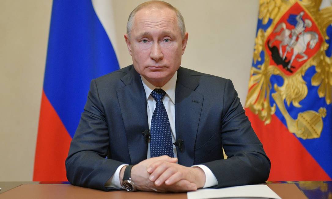 Presidente Vladimir Putin durante um pronunciamento à nação Foto: SPUTNIK / via REUTERS / 25-03-2020