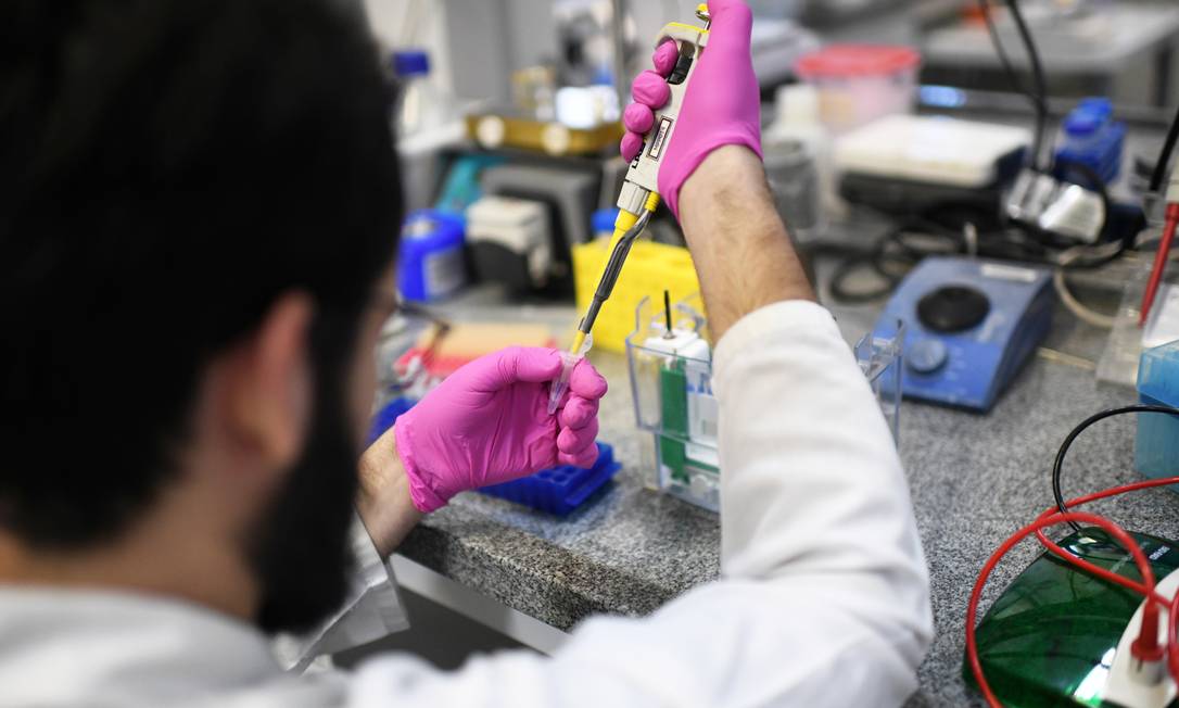 Pesquisador do Instituto de Biologia da UFRJ trabalha no desenvolvimento de um novo teste para detectar infecções por coronavírus Foto: LUCAS LANDAU/REUTERS